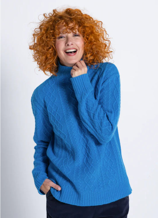 Heidekönigin - Pullover met kabel - blauw (GOT-certified)