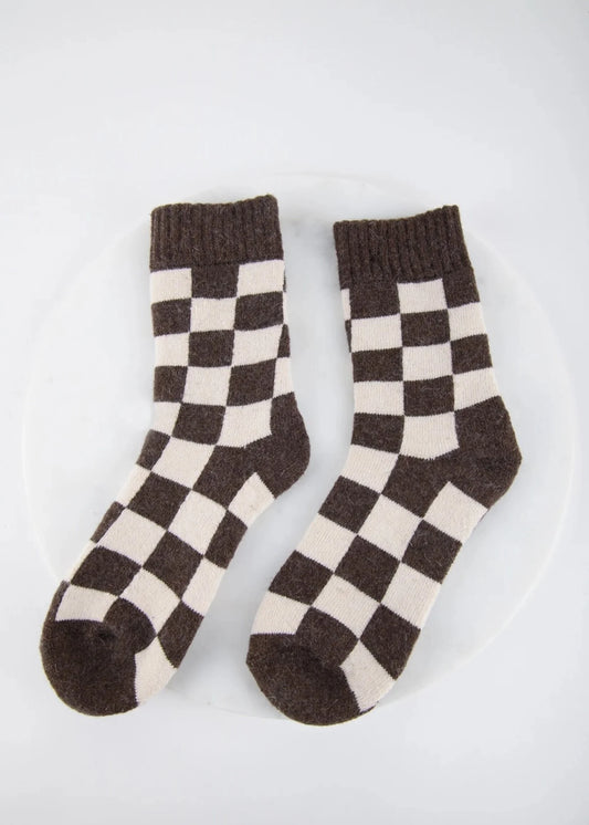 24 colours - Sokken Geblokt - Bruin