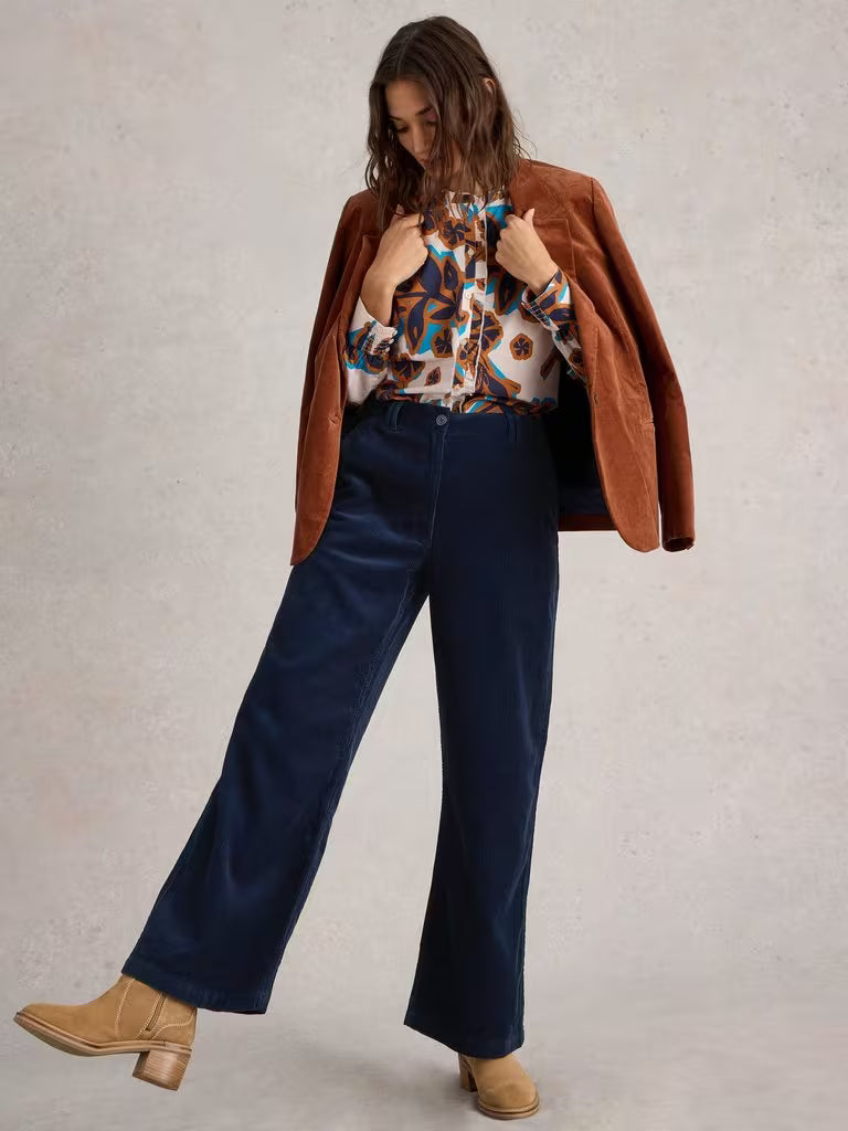 White Stuff - Belle Cord Wide Leg Trouser - Dark navy