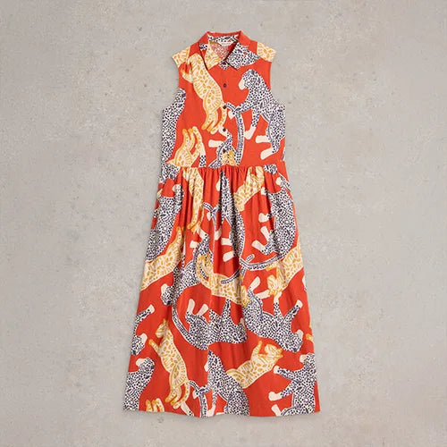 White Stuff- Rylee Jersey Shirt Dress - Red multi