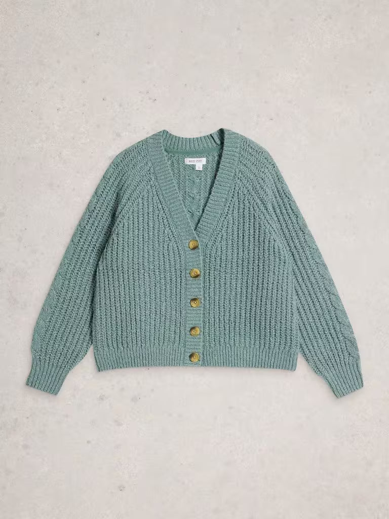 White Stuff - Sally Slub Cardigan - Dusty green