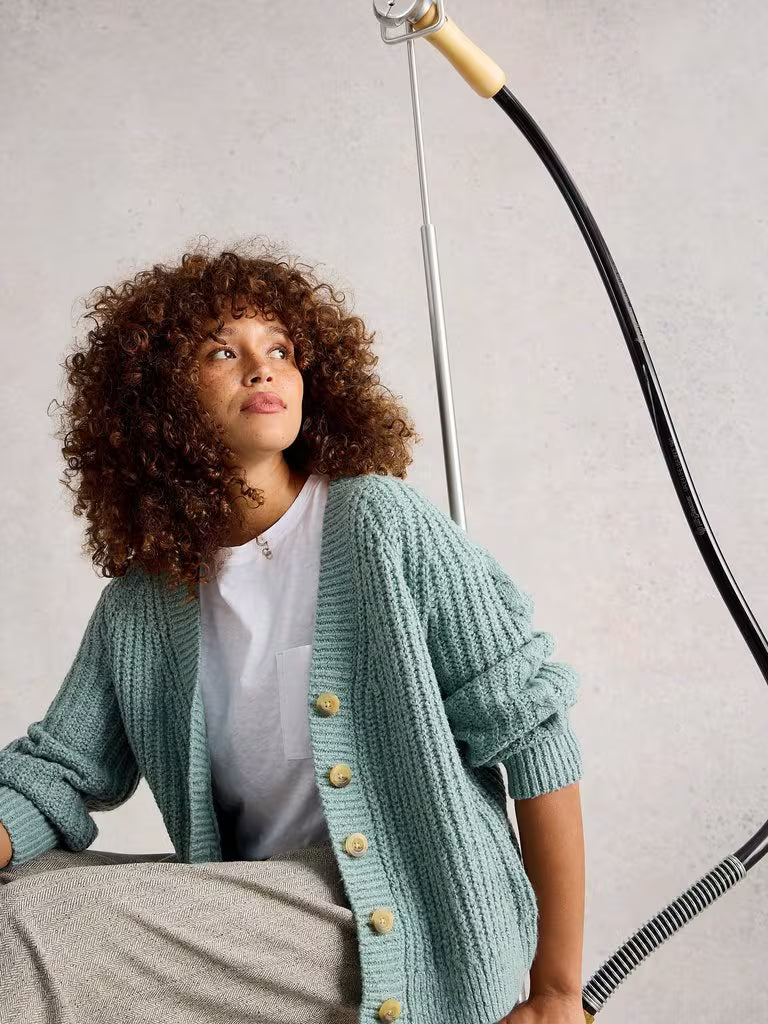 White Stuff - Sally Slub Cardigan - Dusty green