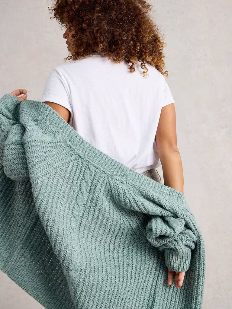 White Stuff - Sally Slub Cardigan - Dusty green