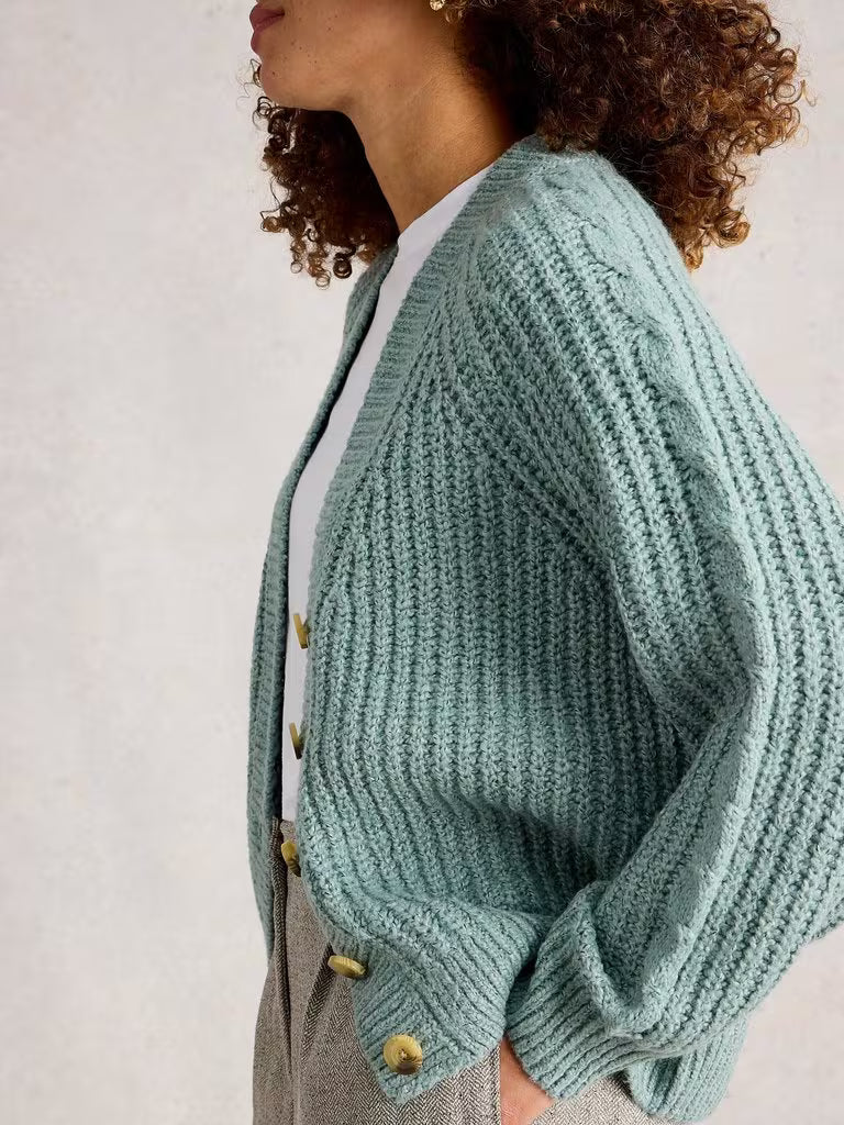White Stuff - Sally Slub Cardigan - Dusty green