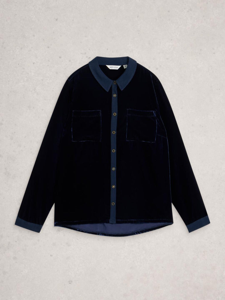 White Stuff - Sophie Velvet Shirt - Dark navy