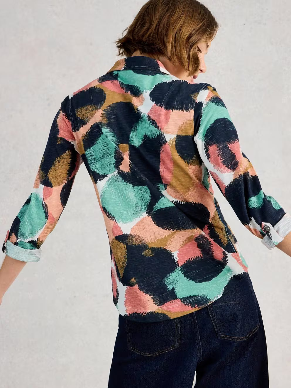 White Stuff - Annie jersey shirt - Navy print