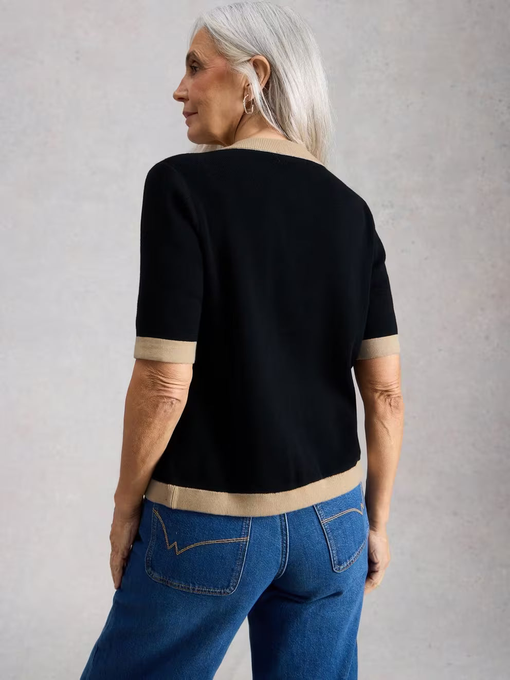 White Stuff - Charlotte short sleeve cardi - black multi