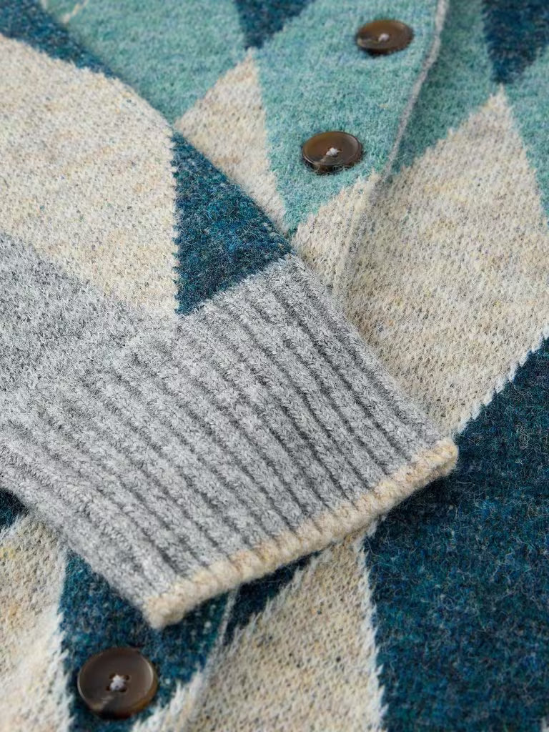 White Stuff - Argyle Check cardi - Blue multi