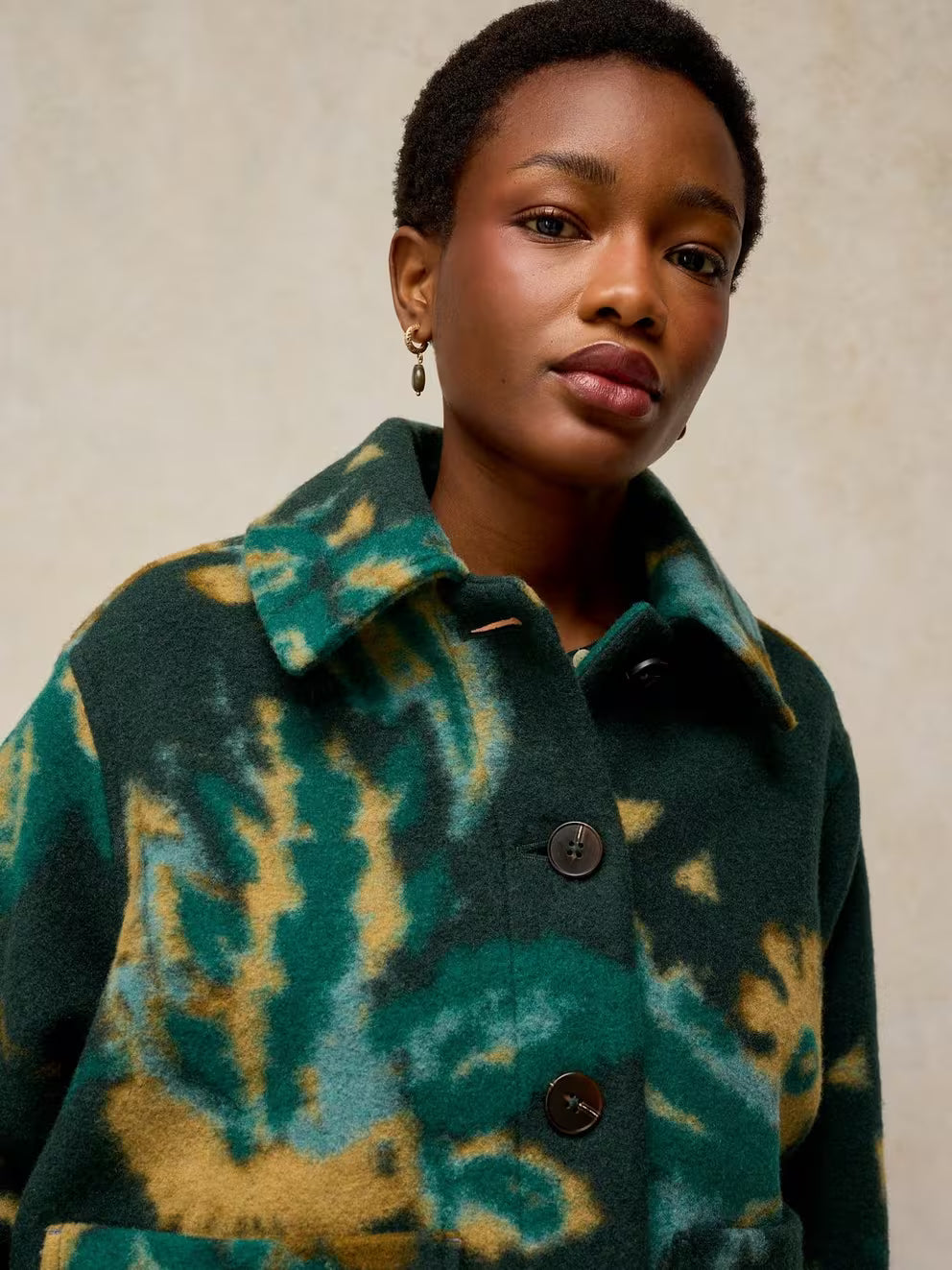 White Stuff - Alexa wool blend jacket - Green Multi