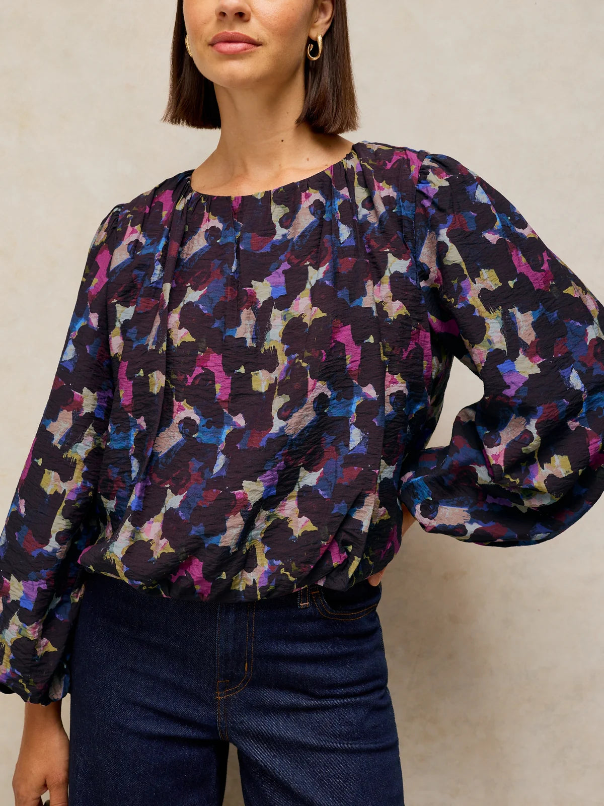 White Stuff - Lyra bubble hem top - Pink multi
