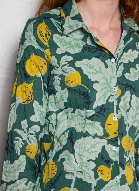 Nice Things - Beets print basic shirt - Smoke green