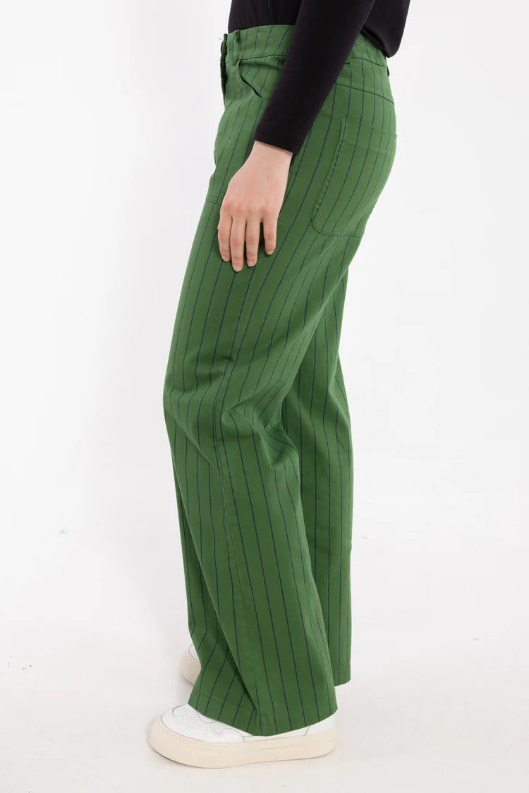 Danefae - Danedaisy Stretch Canvas Pants - Moss Green/Dk Navy