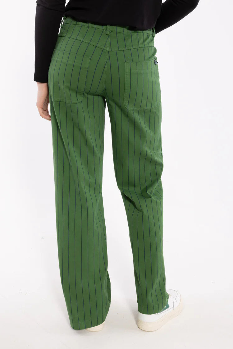 Danefae - Danedaisy Stretch Canvas Pants - Moss Green/Dk Navy