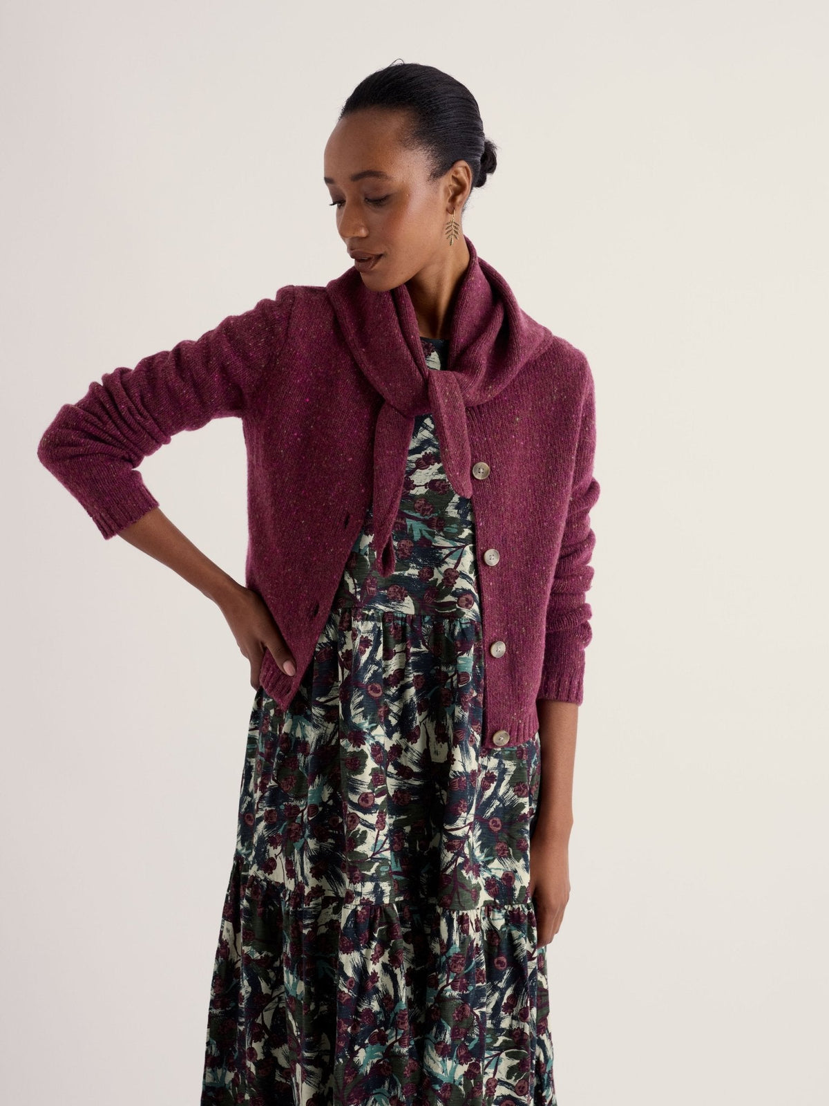 Seasalt Cornwall - Dawson Pick Cardigan Made With Merino - Dark hellebore