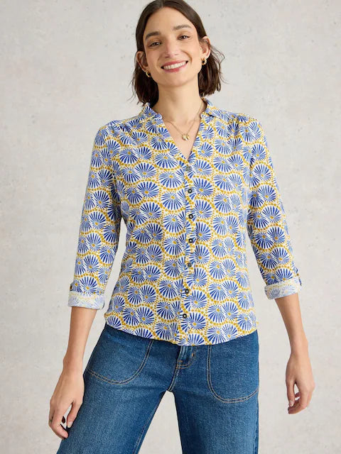 White Stuff - Annie Jersey Shirt - blue print