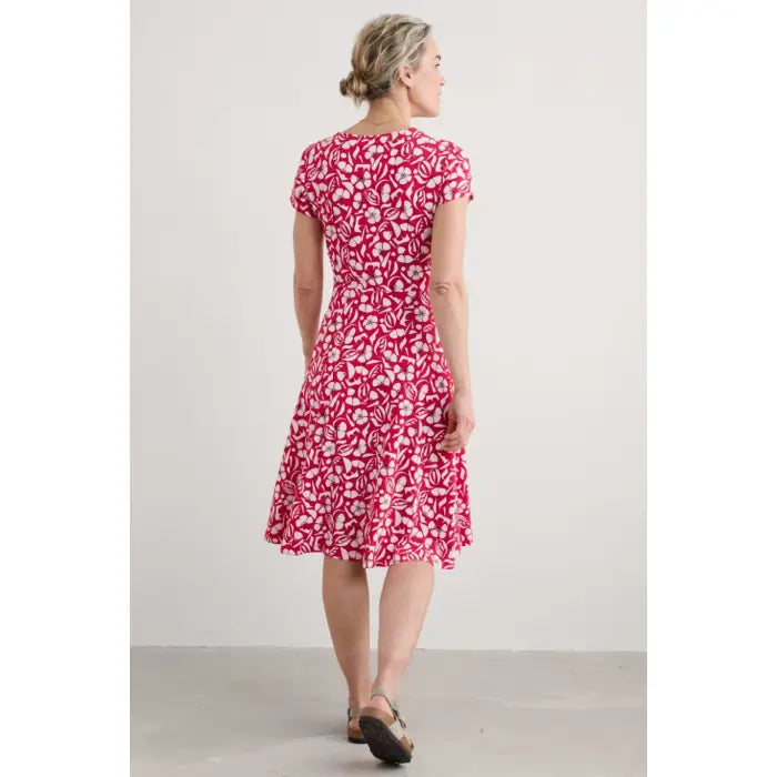 Seasalt - Pier view dress - Collaged floral scarlet chalk