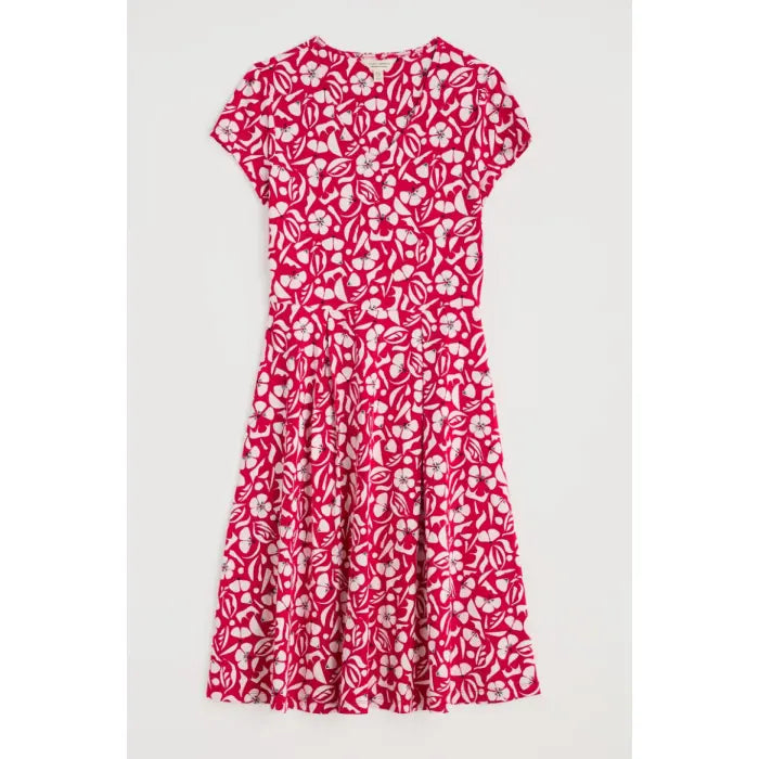 Seasalt - Pier view dress - Collaged floral scarlet chalk