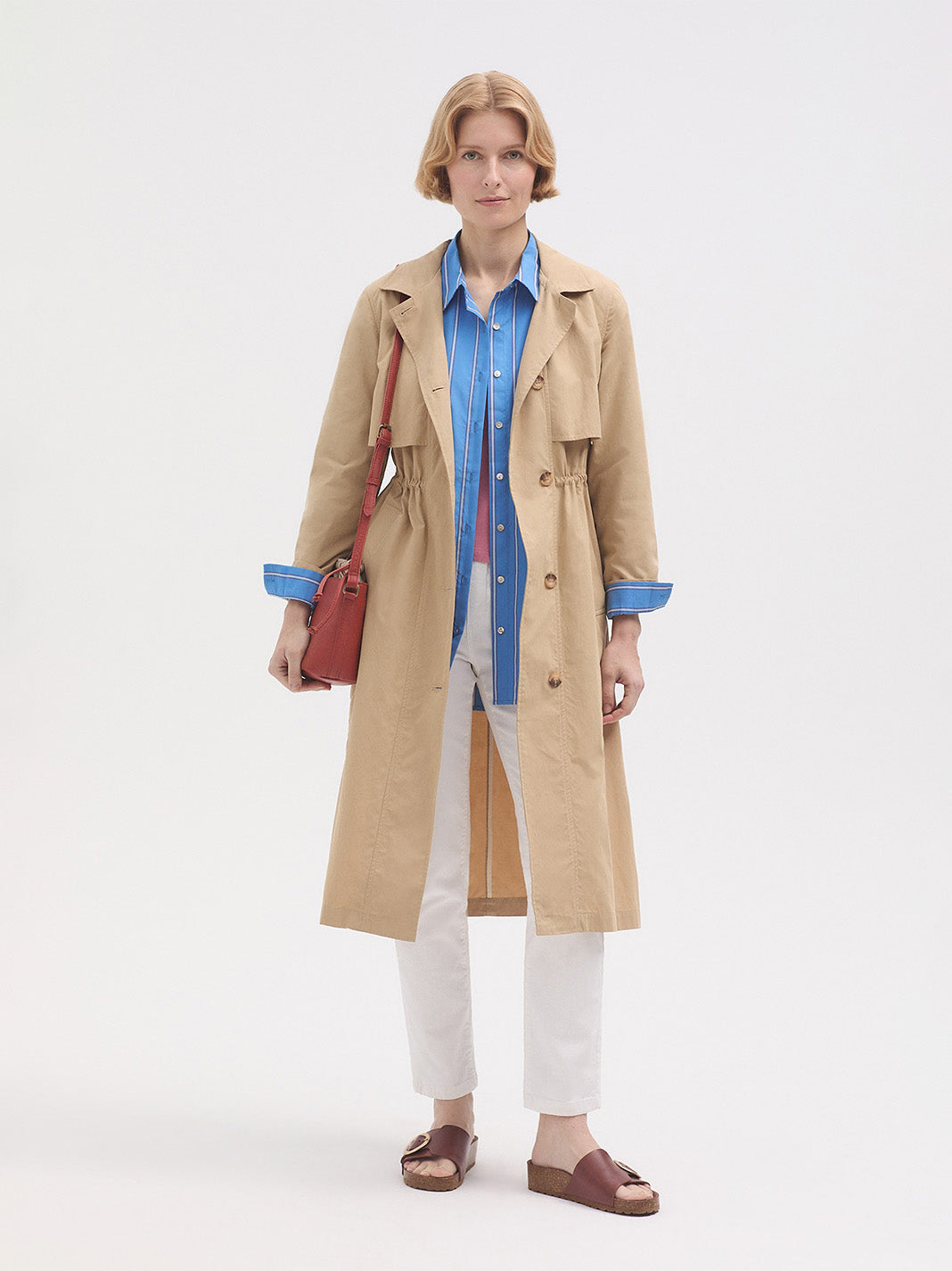 Nice Things - Striped poplin shirt - Medium Blue