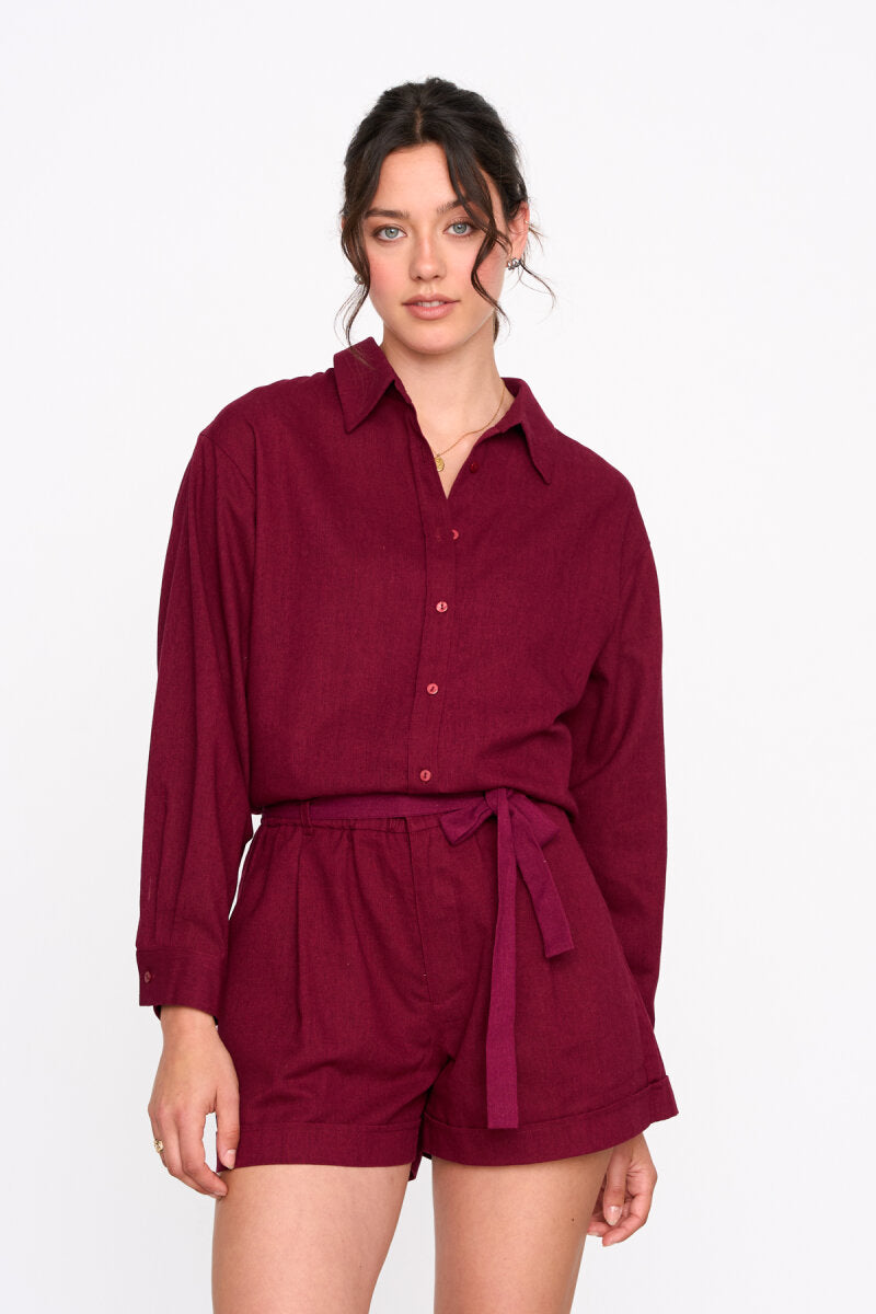 24 Colours - Blouse bordeaux - lange mouw