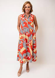 White Stuff- Rylee Jersey Shirt Dress - Red multi