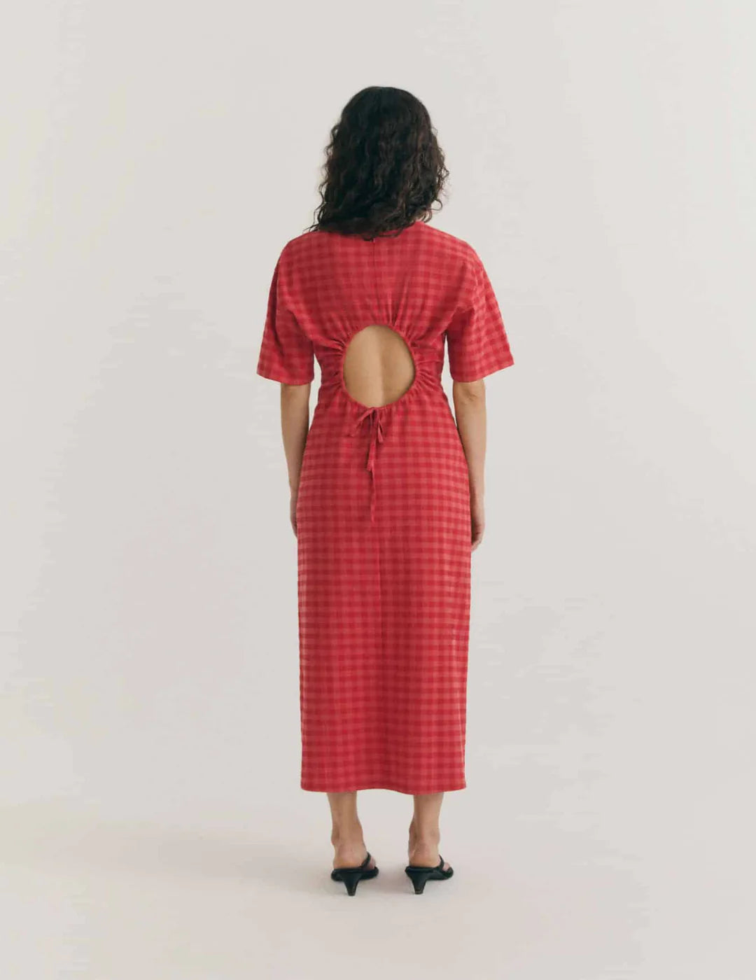 Thinking Mu - Red checks Kina dress- Red