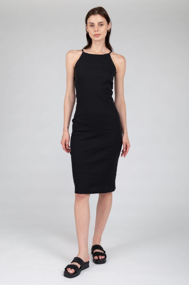 24 Colours - halter jurk in 2 kleuren (groen of zwart) 20999a+b