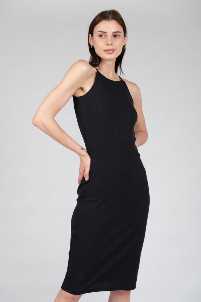 24 Colours - halter jurk in 2 kleuren (groen of zwart) 20999a+b