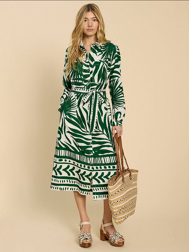 White Stuff - Toni Eco vero shirt dress Green print