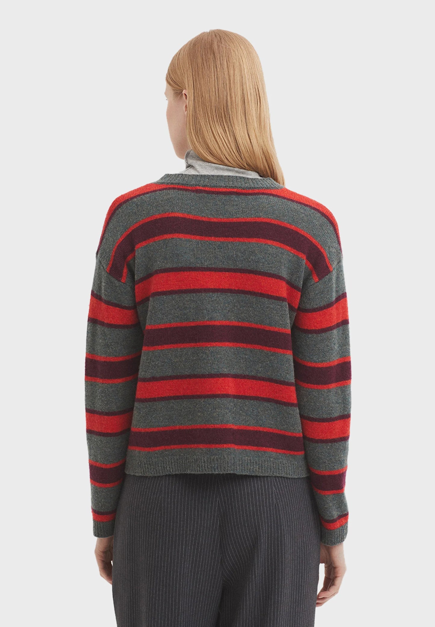 Nice Things - Striped wool sweater - Smoke green