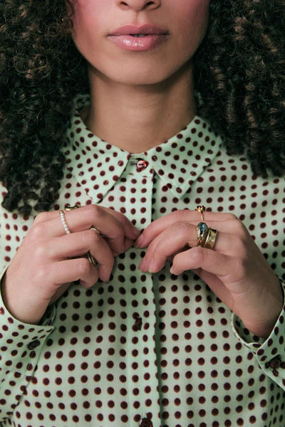 Zilch - Blouse Basic - Duo Dots Mahogany