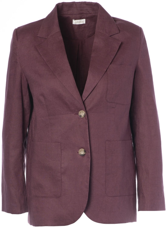 JC Sophie - Linda jacket - Maroon 100% linnen