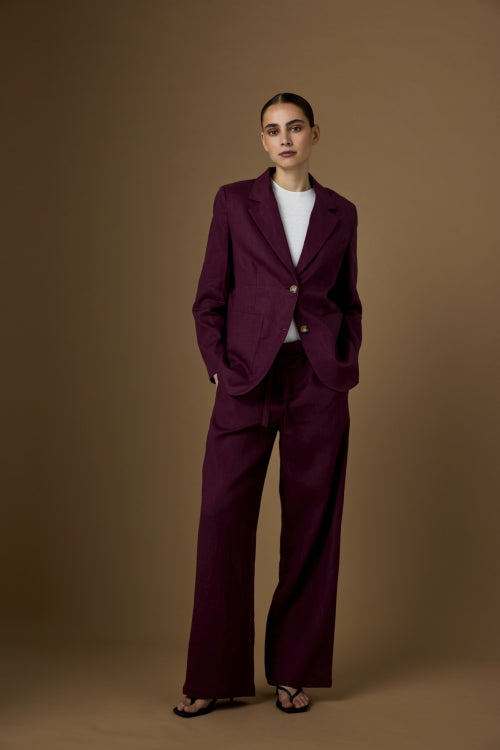 JC Sophie - Linda jacket - Maroon 100% linnen