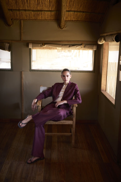 JC Sophie - Linda jacket - Maroon 100% linnen