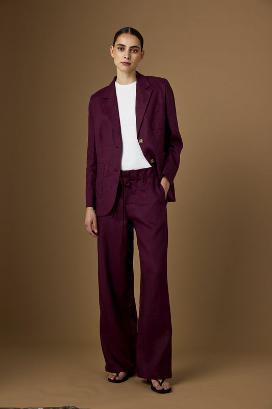 JC Sophie - Loire trousers - Maroon 100% linnen