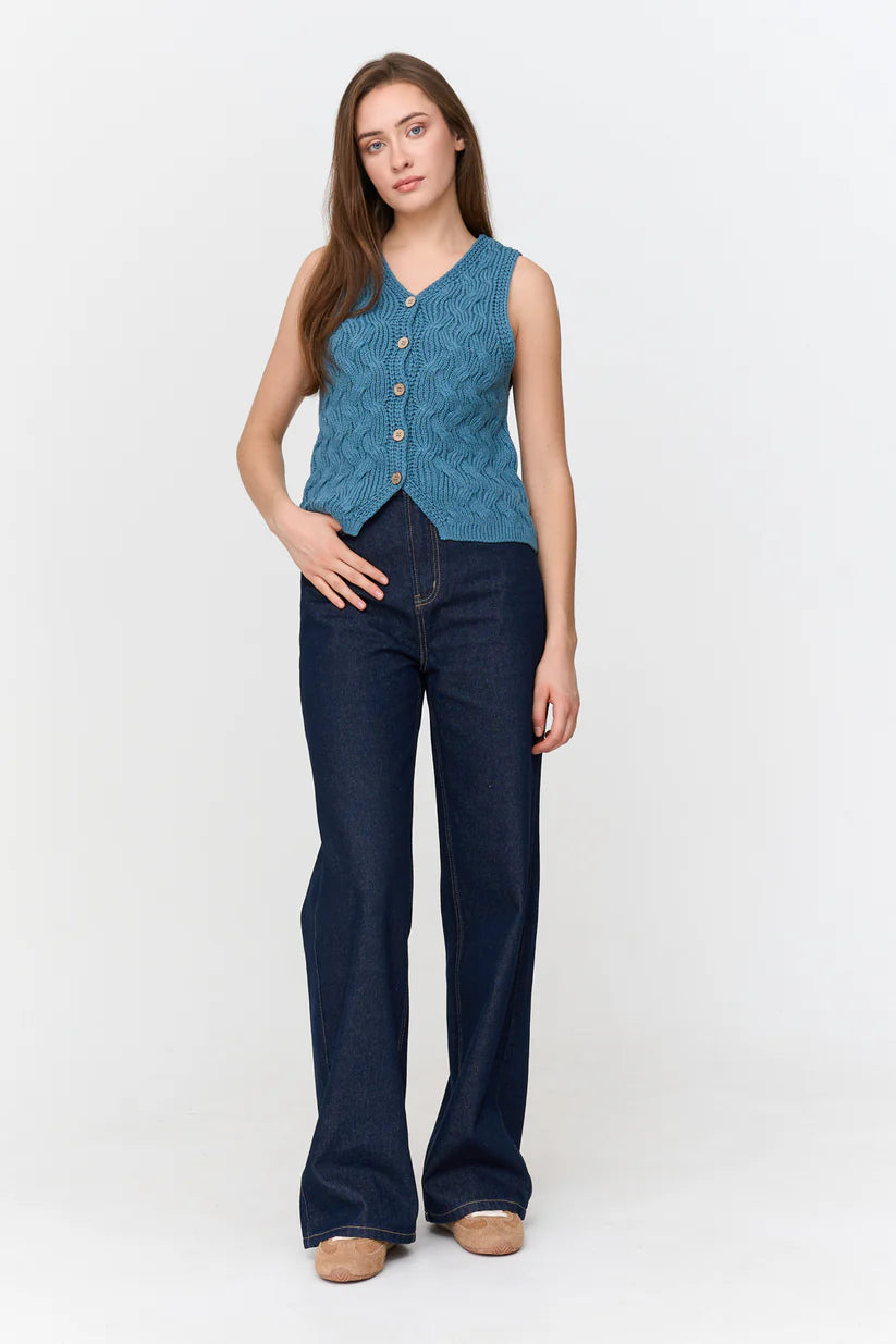 24 Colours - Blauw gebreid gilet