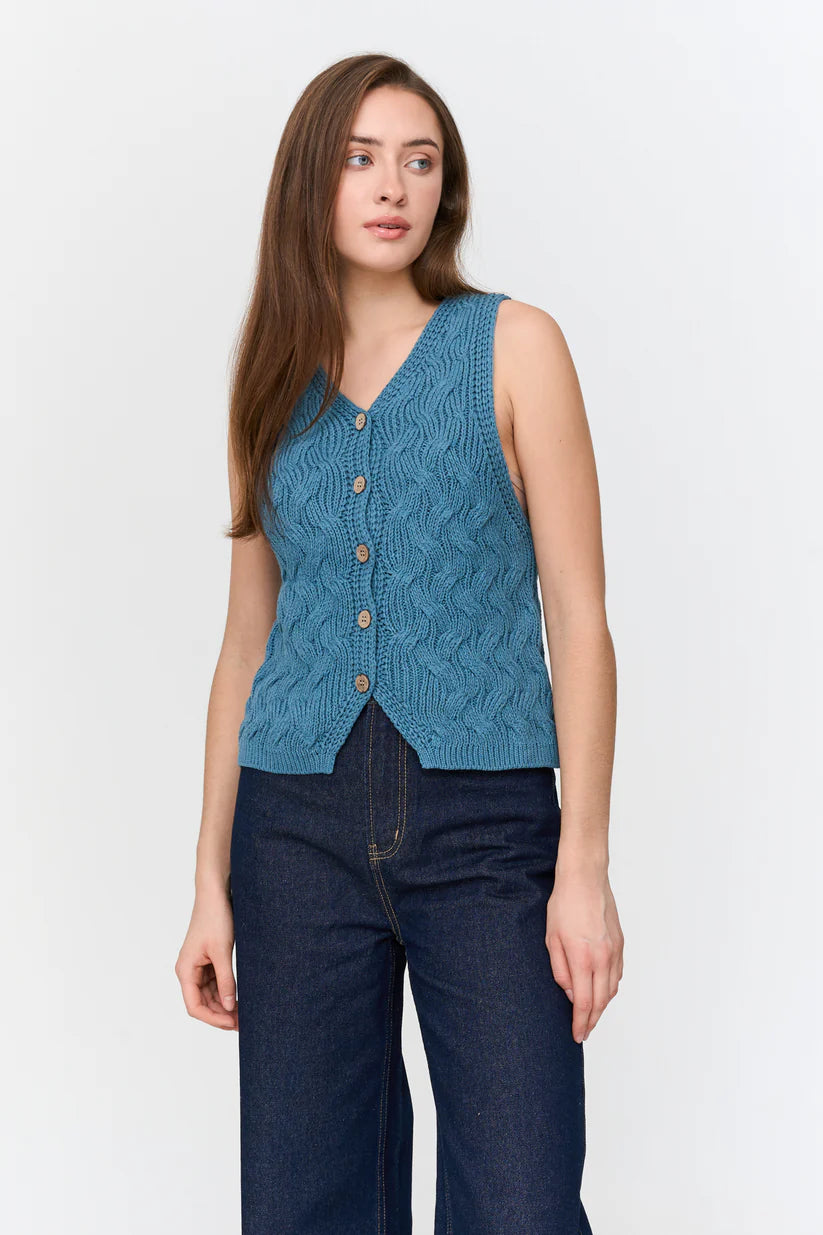 24 Colours - Blauw gebreid gilet