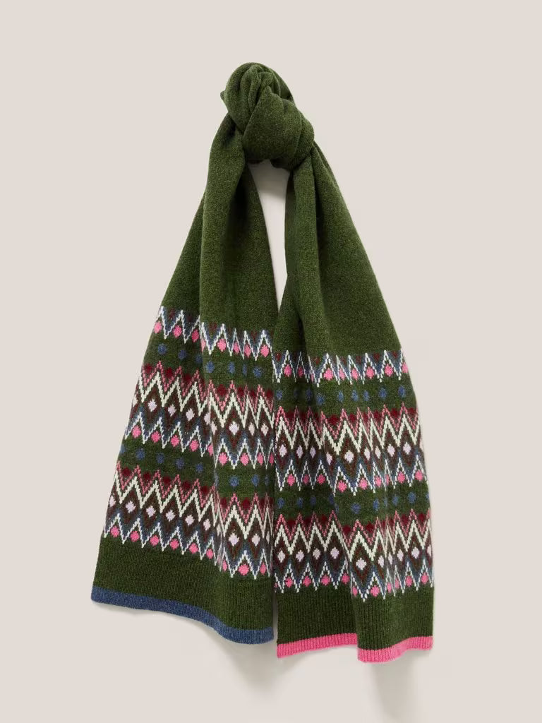 White Stuff - Lambswool Fairisle Scarf - Green multi