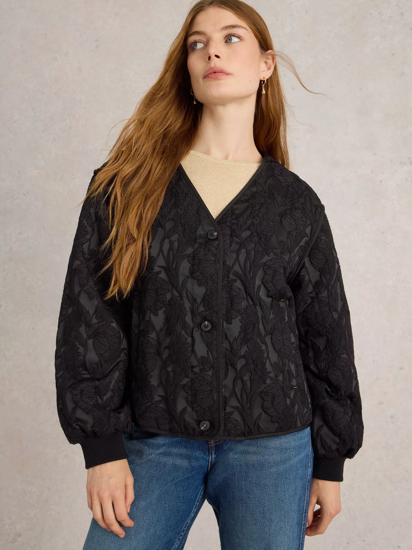 White Stuff - Bella Jacquard Jacket - Pure Black