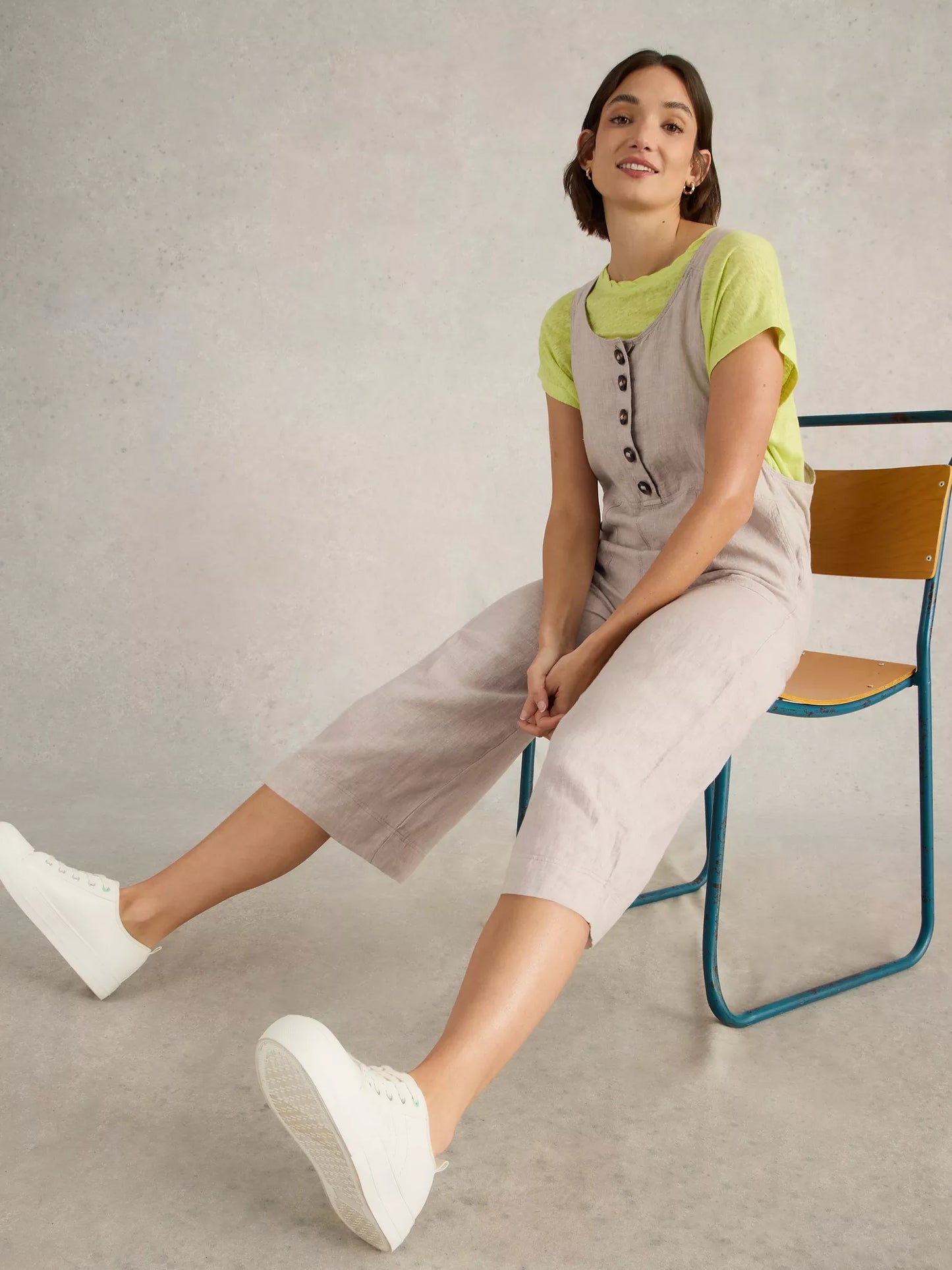 White stuff - Viola linen Dungaree - Light natural