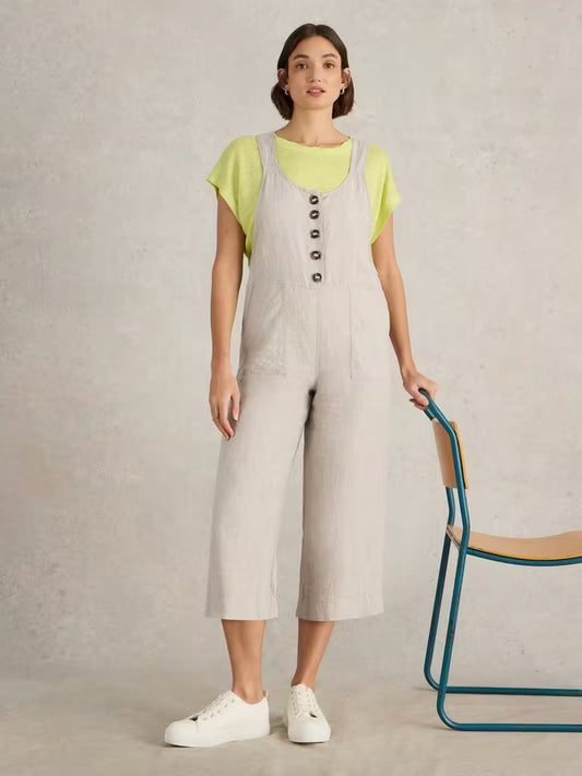 White stuff - Viola linen Dungaree - Light natural
