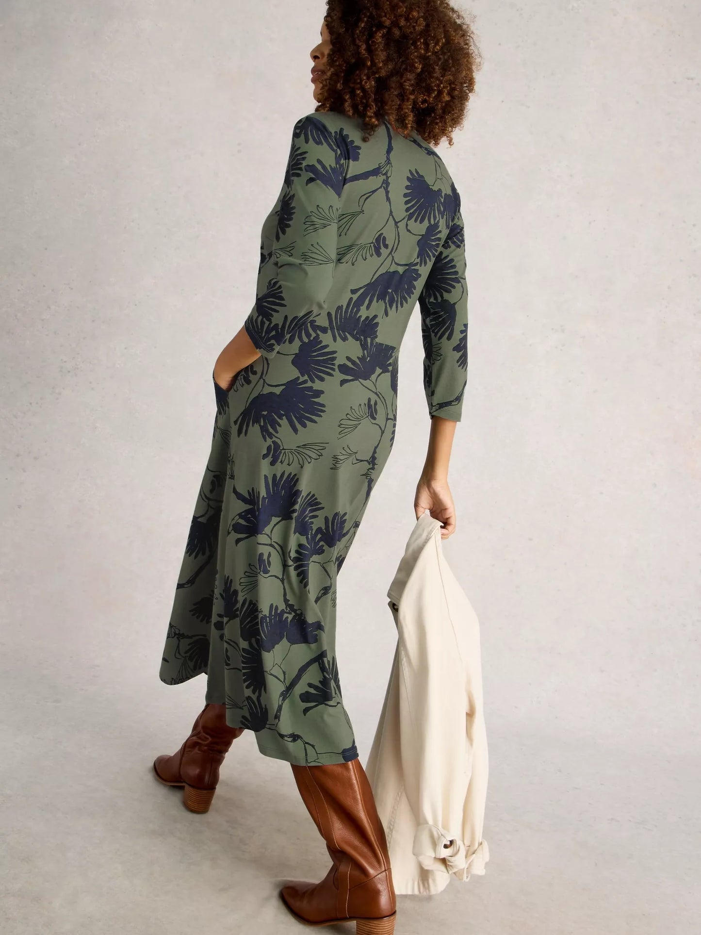 White Stuff - Rua jersey dress - Green Multi