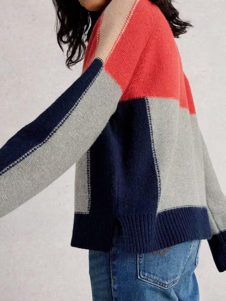 White Stuff - Mary Colourblock Jumper - Grey multi