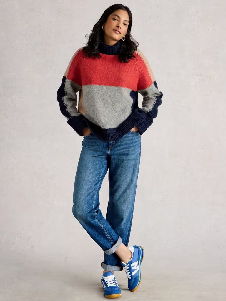 White Stuff - Mary Colourblock Jumper - Grey multi