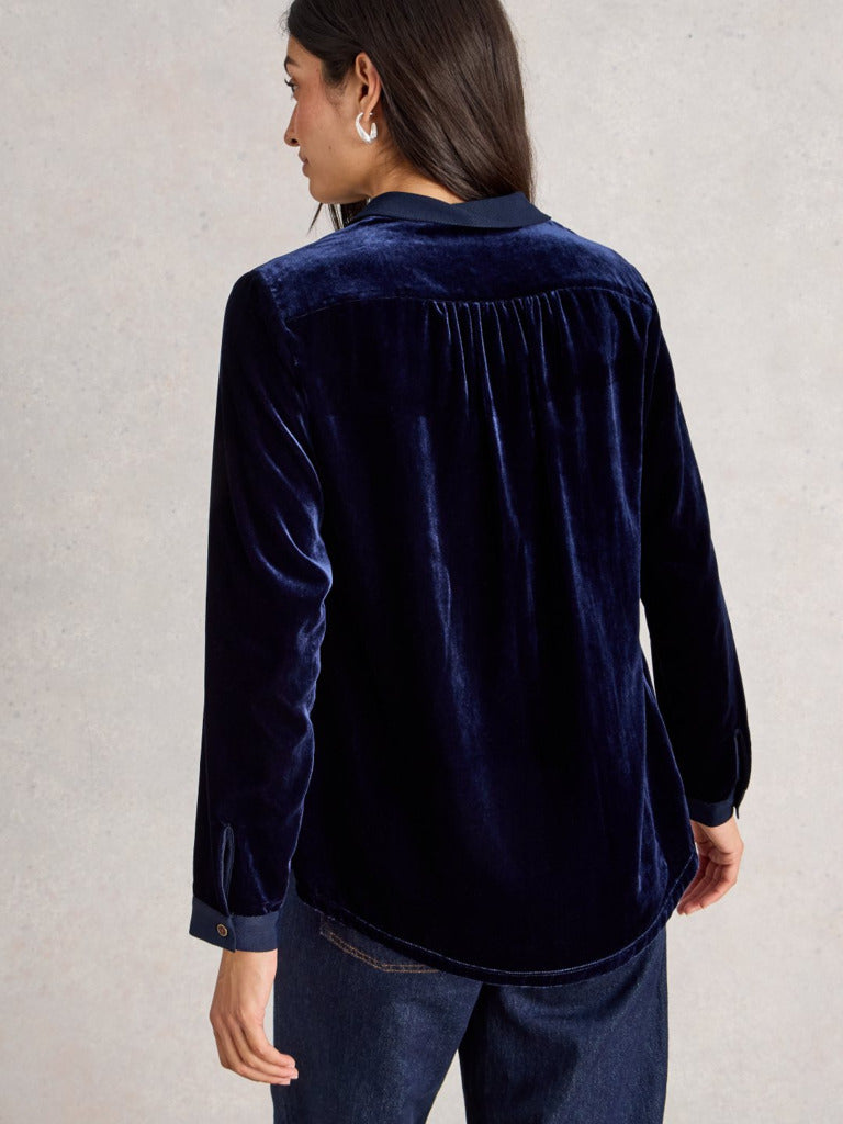 White Stuff - Sophie Velvet Shirt - Dark navy