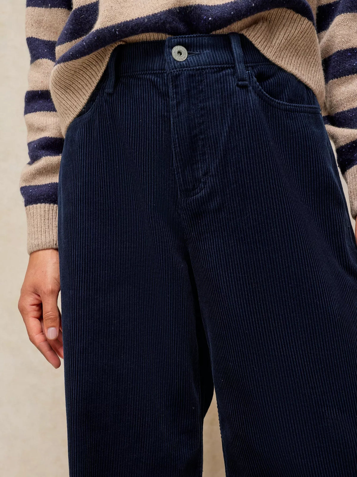 White Stuff - Ayla cord wide leg trouser - Dark Navy
