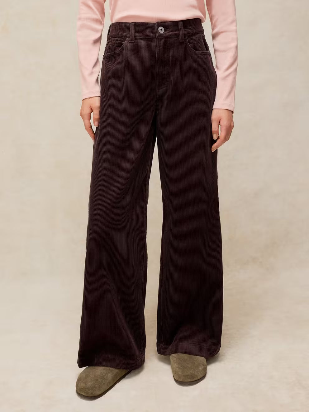 White Stuff - Ayla cord wide leg trouser - Dark brown