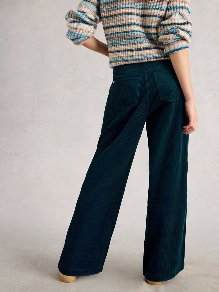 White Stuff - Ayla Cord Wide Leg Trouser - Teal multi