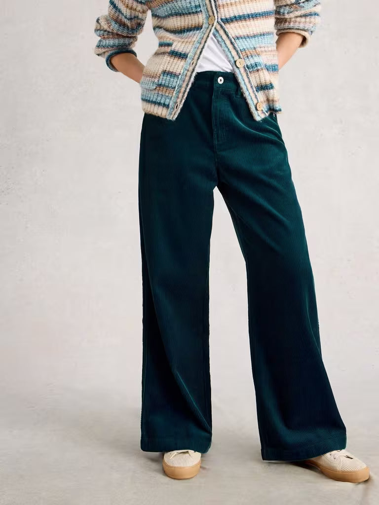 White Stuff - Ayla Cord Wide Leg Trouser - Teal multi
