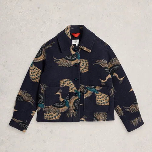 White Stuff - Alexa Wool Blend Jacket - Navy multi