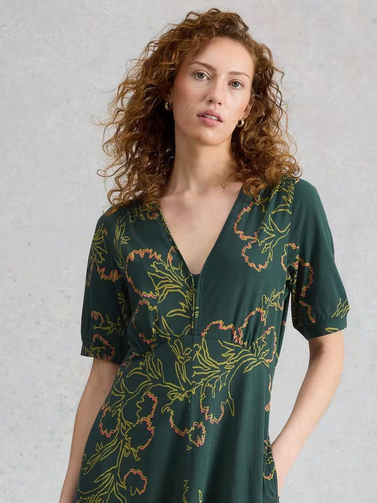 White Stuff - Megan Jersey Dress - Green multi